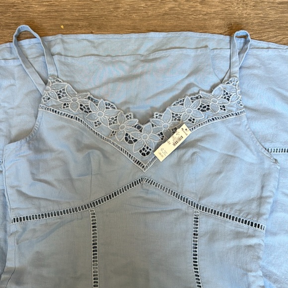 NEW Madewell powder blue Sweetheart Midi Dress in Linen-Cotton Blend NP116 - Picture 8 of 10